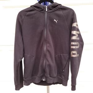 Puma Black Hoodie Zip Front & Pockets Spellout Sleeve Style 853438-51 Unisex XXL